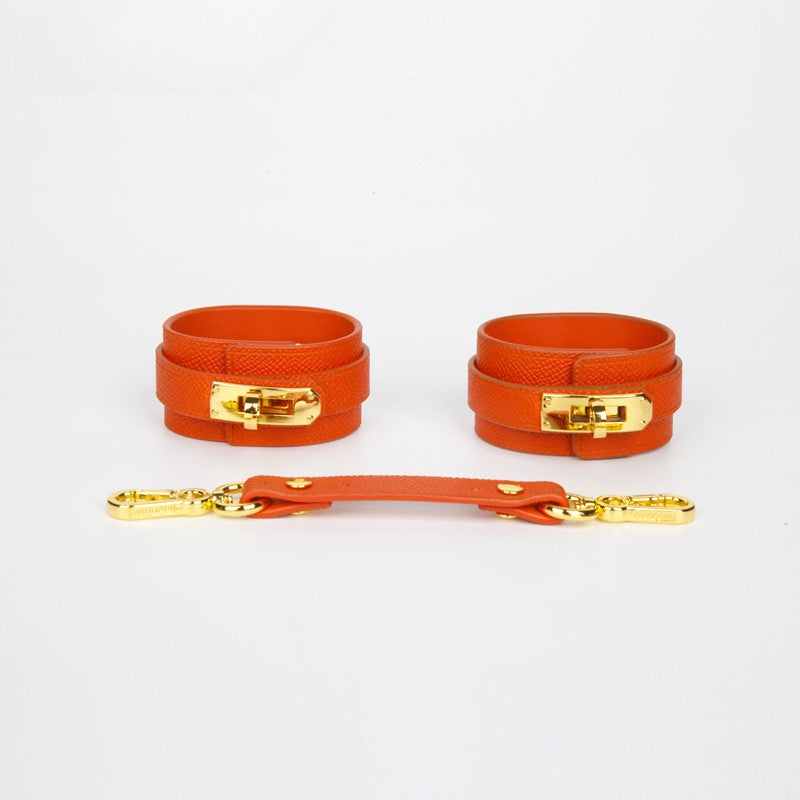 Hermès Orange Genuine Leather Adult Bondage Handcuffs