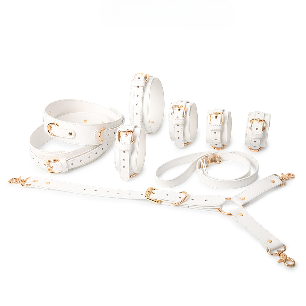 Pure White Genuine Leather Bondage Kit