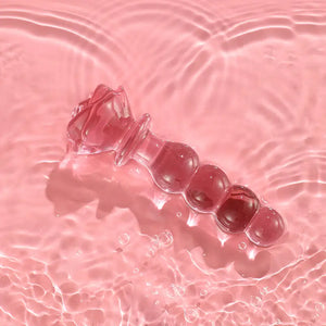 Pink Rosie Glass Dildo-BUBBLE - DesireBlaze