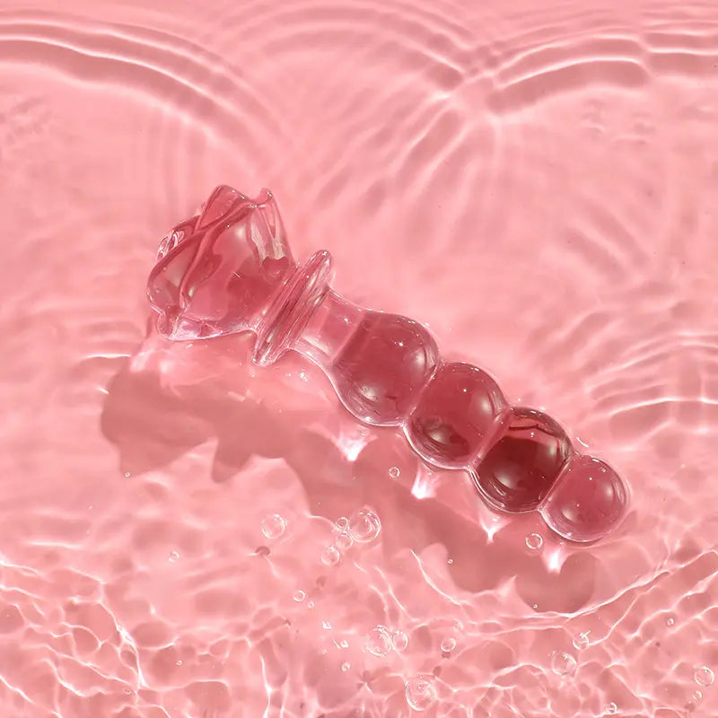 Pink Rosie Glass Dildo-BUBBLE - DesireBlaze
