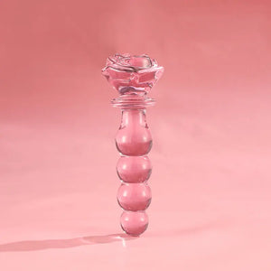 Pink Rosie Glass Dildo-BUBBLE - DesireBlaze