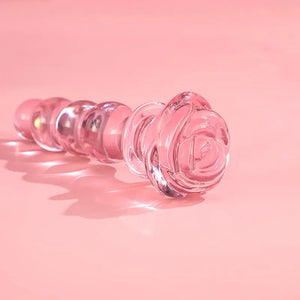 Pink Rosie Glass Dildo-BUBBLE - DesireBlaze