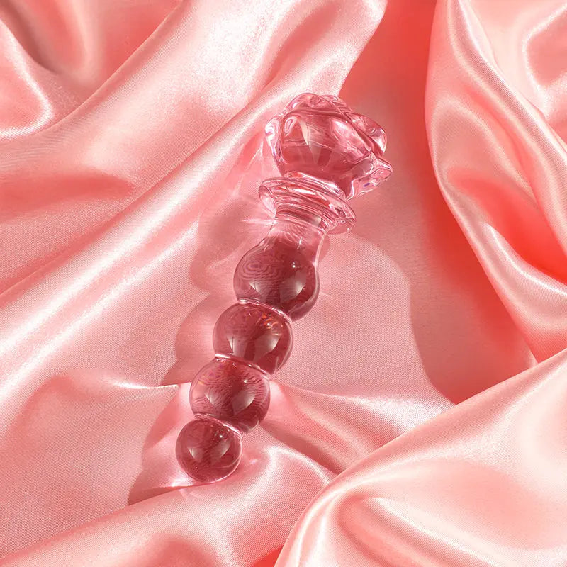 Pink Rosie Glass Dildo-BUBBLE - DesireBlaze