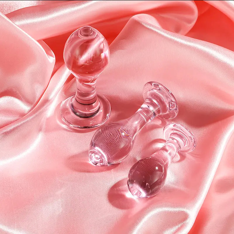 Pink Translucent Glass Anal Plug – Base Design - DesireBlaze