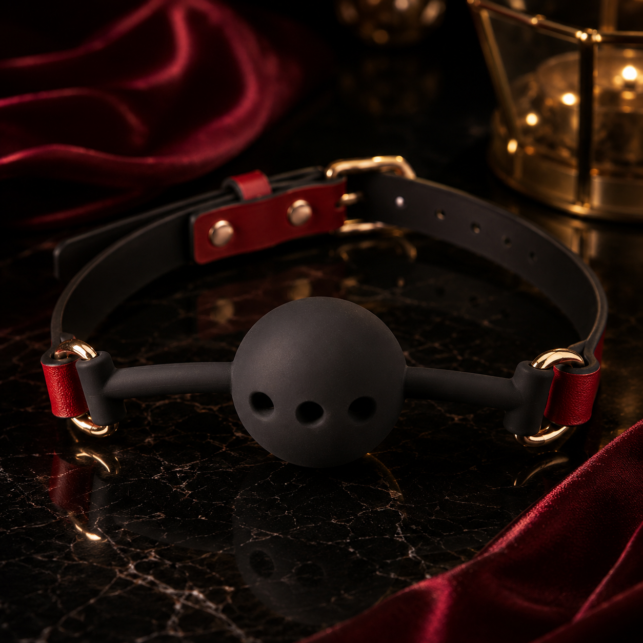 Genuine Leather Perforated Silicone Ball Gag