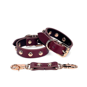 Deep Red Genuine Leather Adult Bondage Kit (Style II) - DesireBlaze