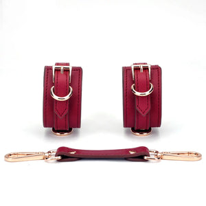 Genuine Leather Burgundy 16-Piece Adult Bondage Kit - DesireBlaze