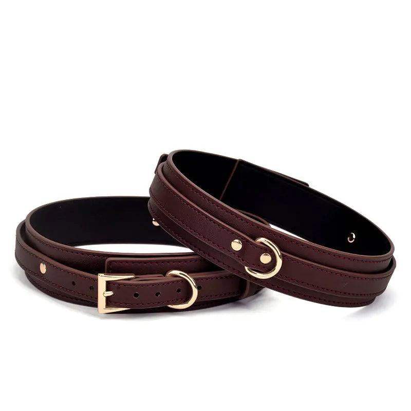 Genuine Leather Dark Red 13-Piece Adult Bondage Kit - DesireBlaze
