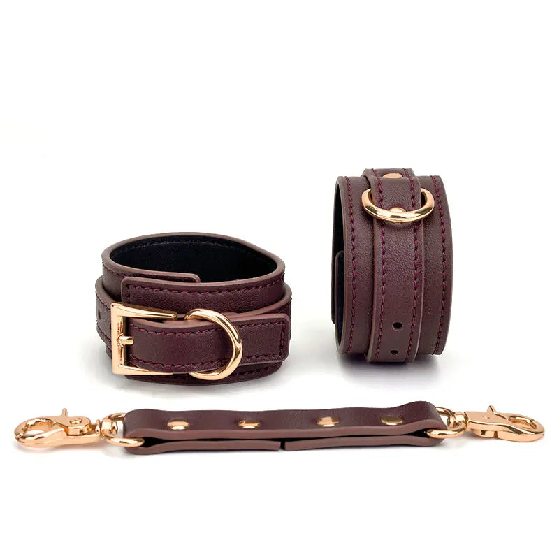 Genuine Leather Dark Red 13-Piece Adult Bondage Kit - DesireBlaze