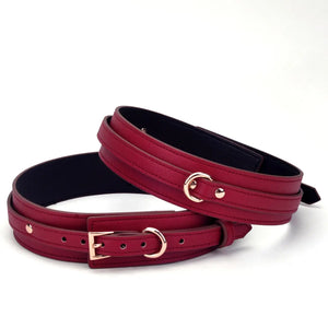 Genuine Leather Burgundy 16-Piece Adult Bondage Kit - DesireBlaze
