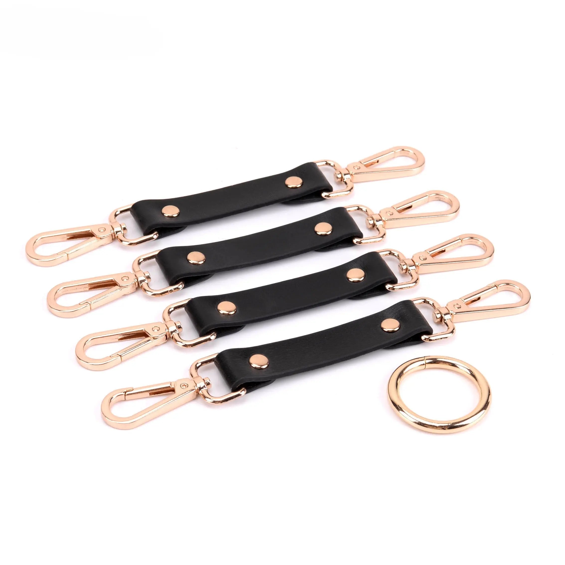 Bondage Leather Handcuffs & Anklets Connecting Buckles (4-Piece Set) DesireBlaze