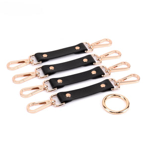 Bondage Leather Handcuffs & Anklets Connecting Buckles (4-Piece Set) DesireBlaze