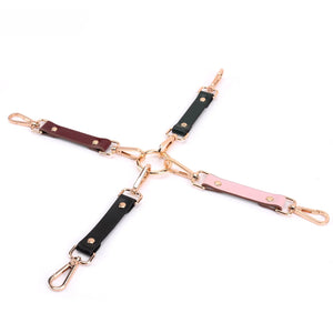 Bondage Leather Handcuffs & Anklets Connecting Buckles (4-Piece Set) DesireBlaze