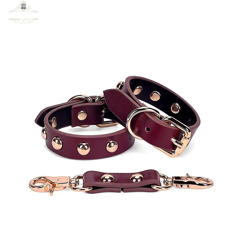 Deep Red Genuine Leather Adult Bondage Kit (Style II) DesireBlaze