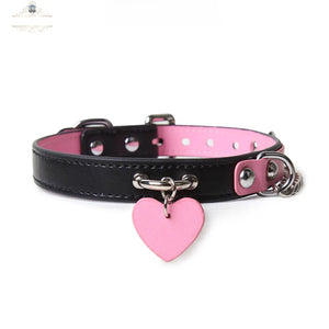 Genuine Leather Black-Pink Adult Collar DesireBlaze