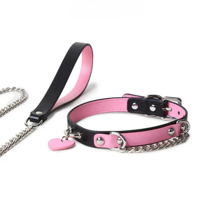 Genuine Leather Black-Pink Adult Collar DesireBlaze