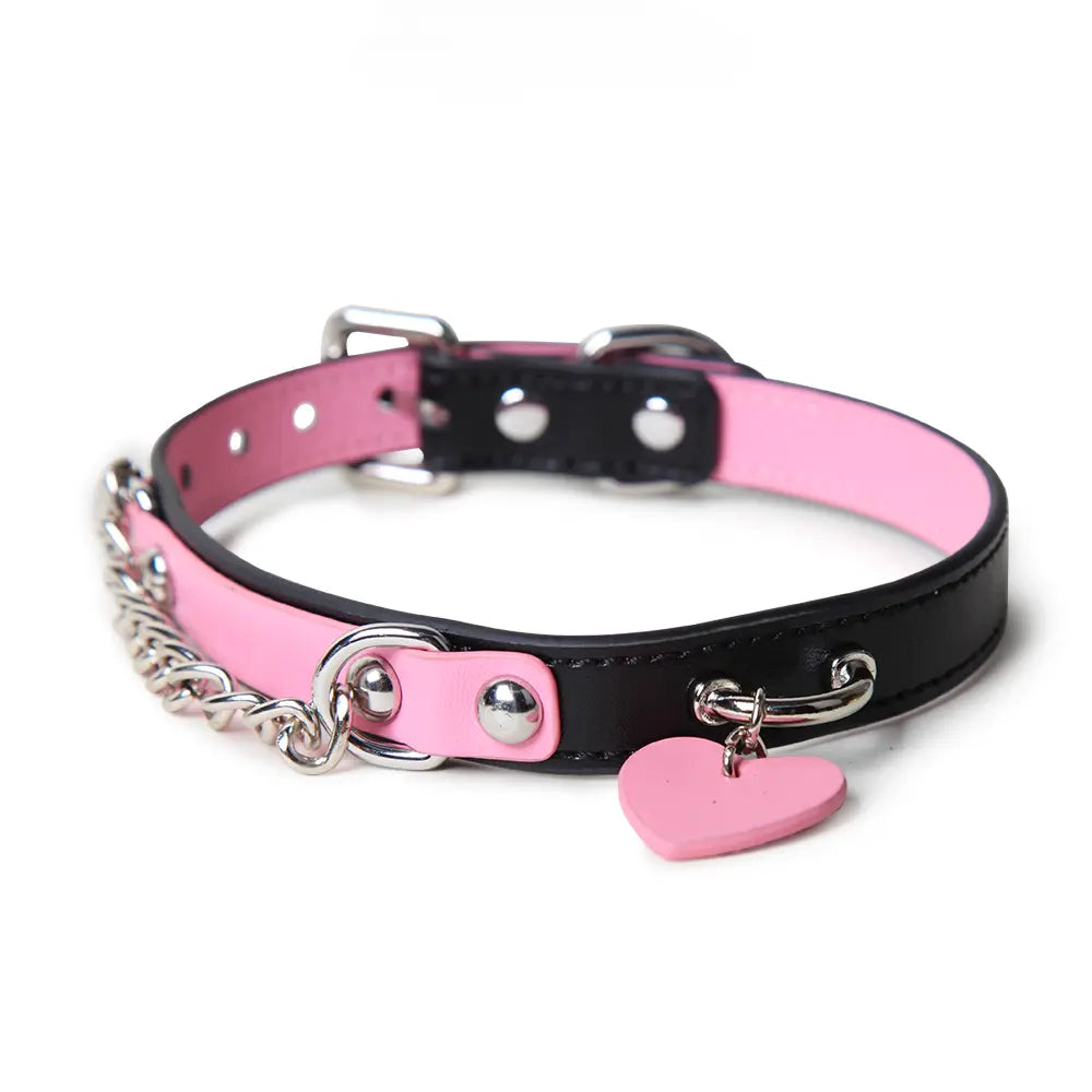 Genuine Leather Black-Pink Adult Collar DesireBlaze
