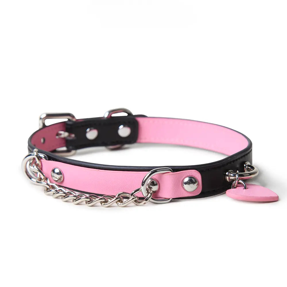 Genuine Leather Black-Pink Adult Collar DesireBlaze