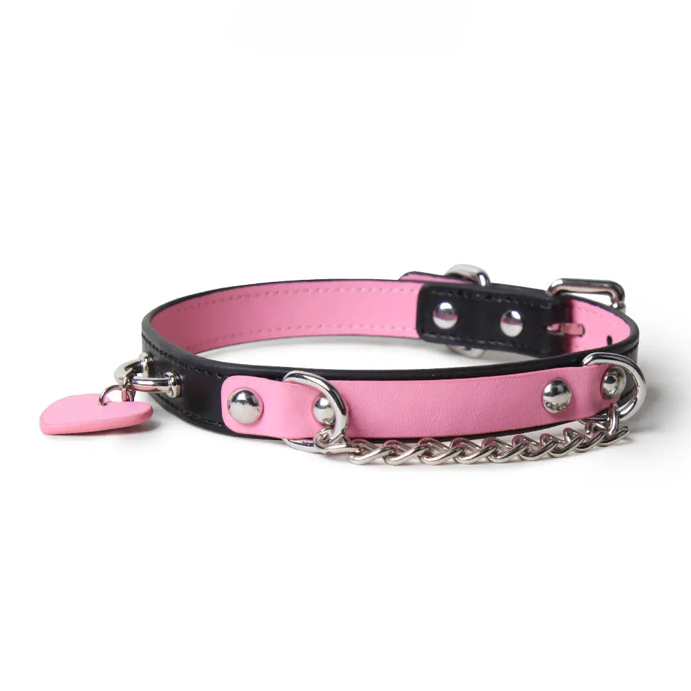 Genuine Leather Black-Pink Adult Collar DesireBlaze
