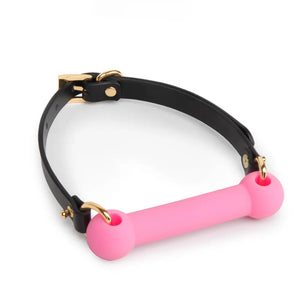Genuine Leather Bone-Shaped Silicone Gag DesireBlaze