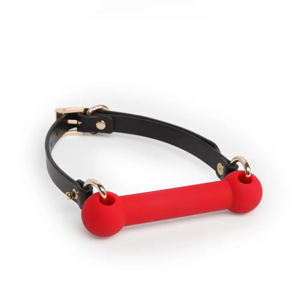 Genuine Leather Bone-Shaped Silicone Gag DesireBlaze