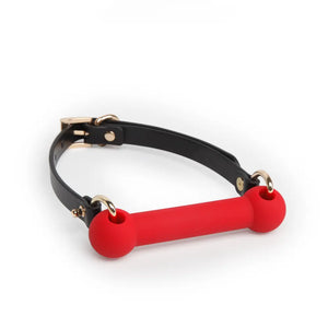 Genuine Leather Bone-Shaped Silicone Gag DesireBlaze