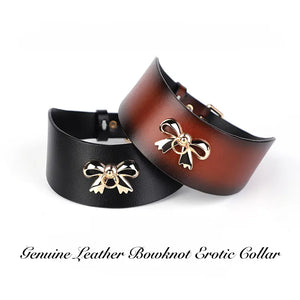 Genuine Leather Bowknot Erotic Collar DesireBlaze