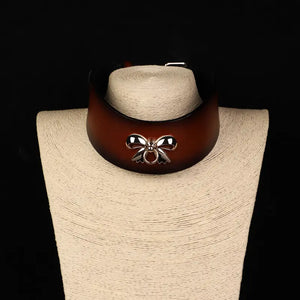 Genuine Leather Bowknot Erotic Collar DesireBlaze