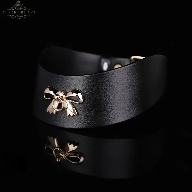 Genuine Leather Bowknot Erotic Collar DesireBlaze