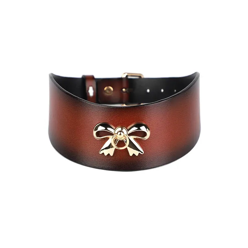 Genuine Leather Bowknot Erotic Collar DesireBlaze