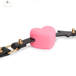 Genuine Leather Heart-Shaped Silicone Ball Gag DesireBlaze