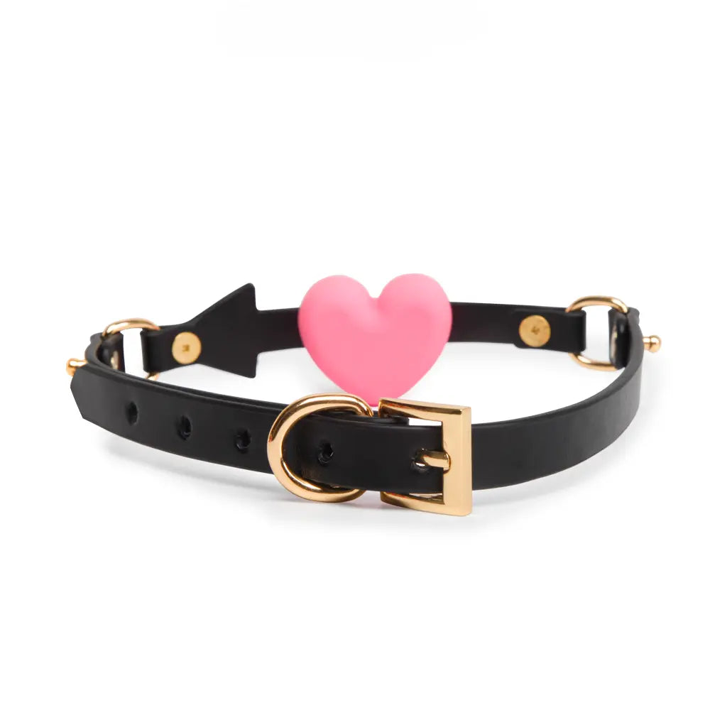 Genuine Leather Heart-Shaped Silicone Ball Gag DesireBlaze