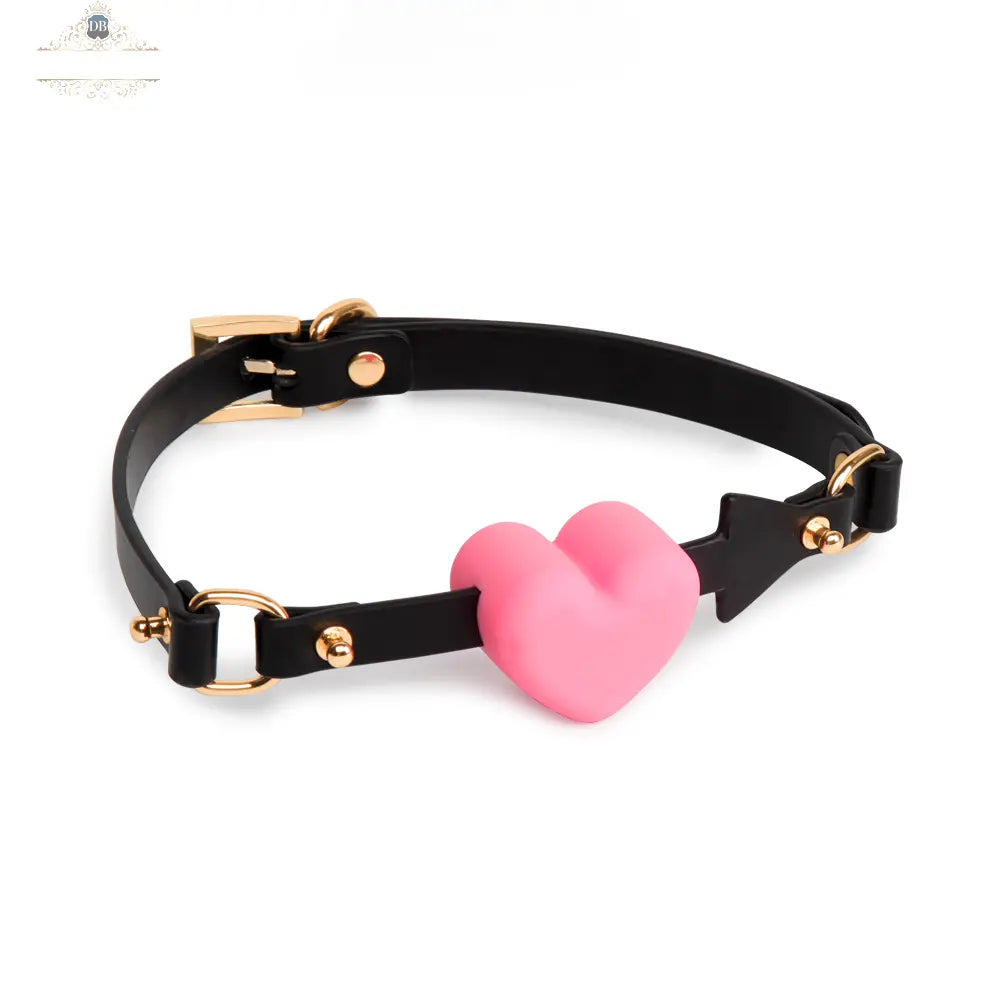 Genuine Leather Heart-Shaped Silicone Ball Gag DesireBlaze