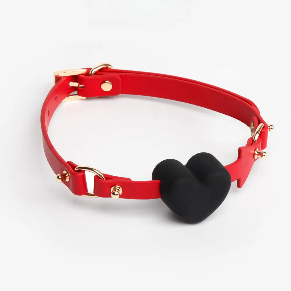 Genuine Leather Heart-Shaped Silicone Ball Gag DesireBlaze