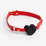 Genuine Leather Heart-Shaped Silicone Ball Gag DesireBlaze