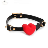 Genuine Leather Heart-Shaped Silicone Ball Gag DesireBlaze