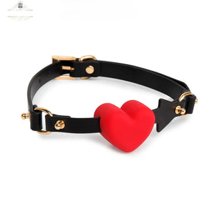 Genuine Leather Heart-Shaped Silicone Ball Gag DesireBlaze
