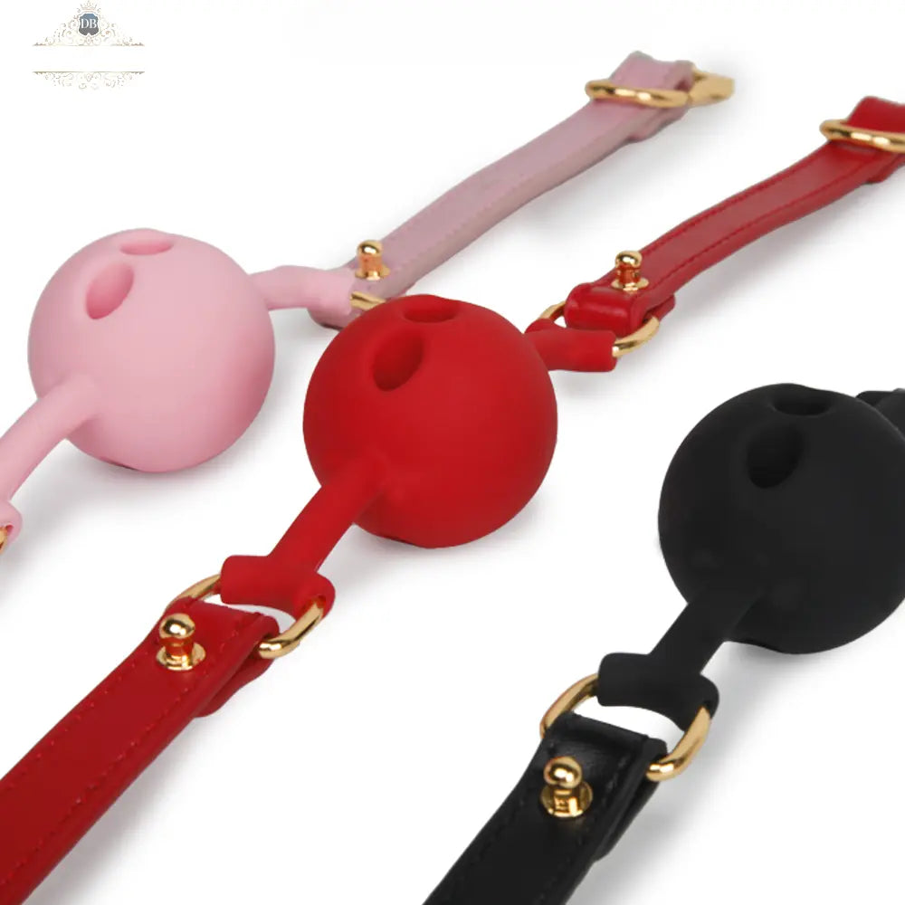 Genuine Leather Perforated Silicone Ball Gag DesireBlaze