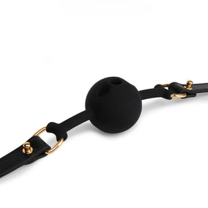 Genuine Leather Perforated Silicone Ball Gag DesireBlaze