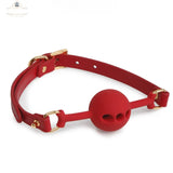 Genuine Leather Perforated Silicone Ball Gag DesireBlaze