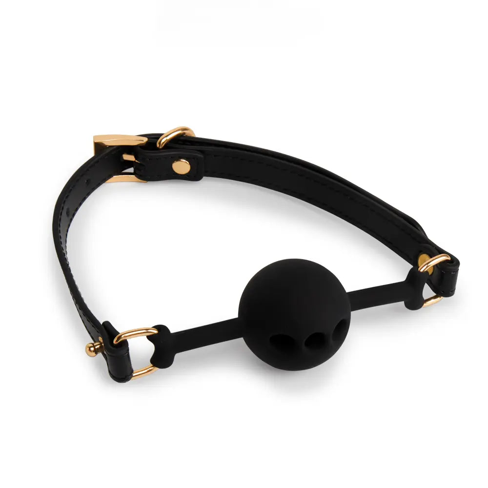 Genuine Leather Perforated Silicone Ball Gag DesireBlaze
