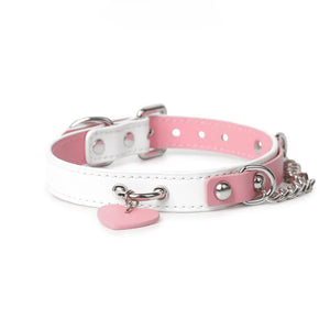 Genuine Leather Pink-White Adult Collar DesireBlaze