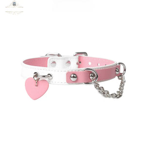 Genuine Leather Pink-White Adult Collar DesireBlaze