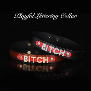 Genuine Leather Playful Lettering Collar DesireBlaze