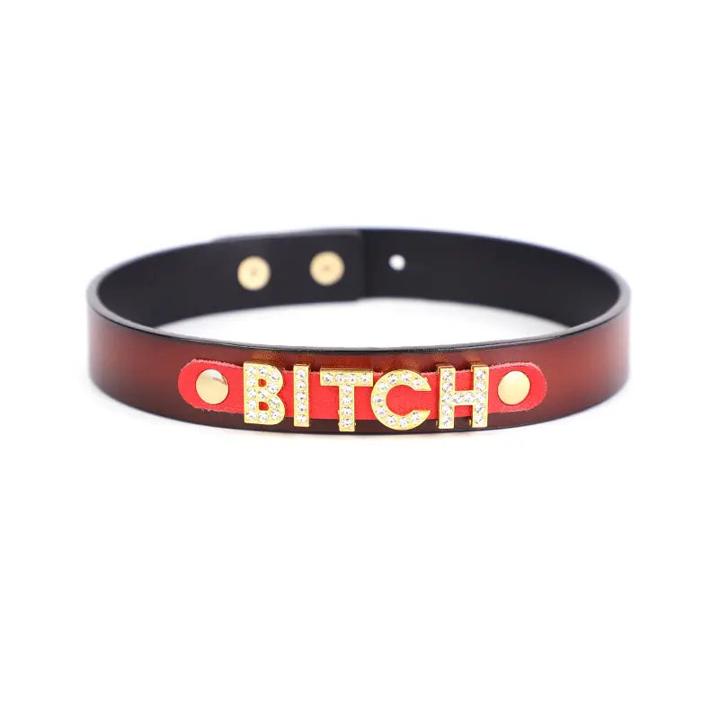 Genuine Leather Playful Lettering Collar DesireBlaze