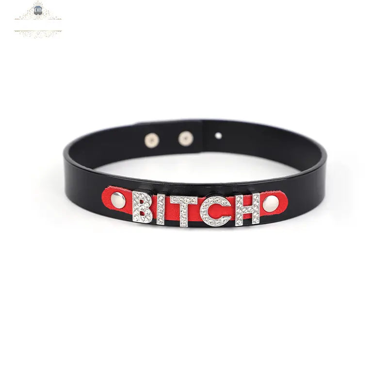 Genuine Leather Playful Lettering Collar DesireBlaze