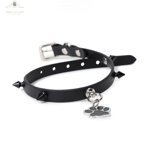 Genuine Leather Punk-Style Spiked Bondage Adult Collar DesireBlaze