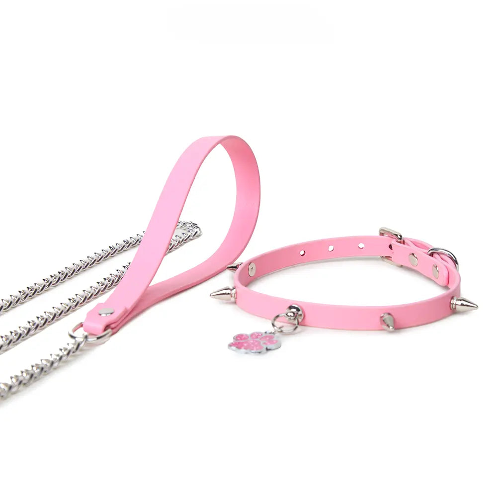 Genuine Leather Punk-Style Spiked Bondage Adult Collar DesireBlaze