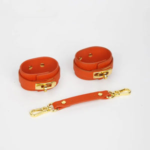 Hermès Orange Genuine Leather Adult Bondage Handcuffs DesireBlaze