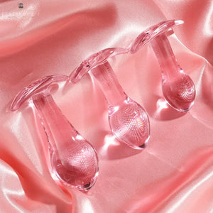Pink Horn-Textured Translucent Glass Anal Plug DesireBlaze